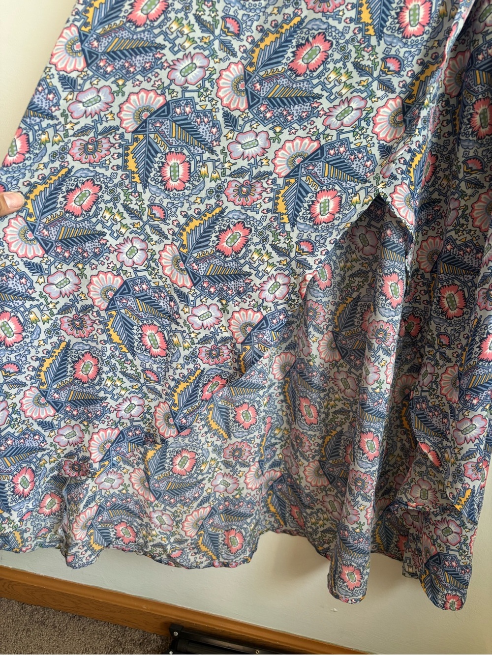 Ella Moss Blue Paisley Maxi Dress with Ruffle Sleeves size Small - Picture 6 of 9